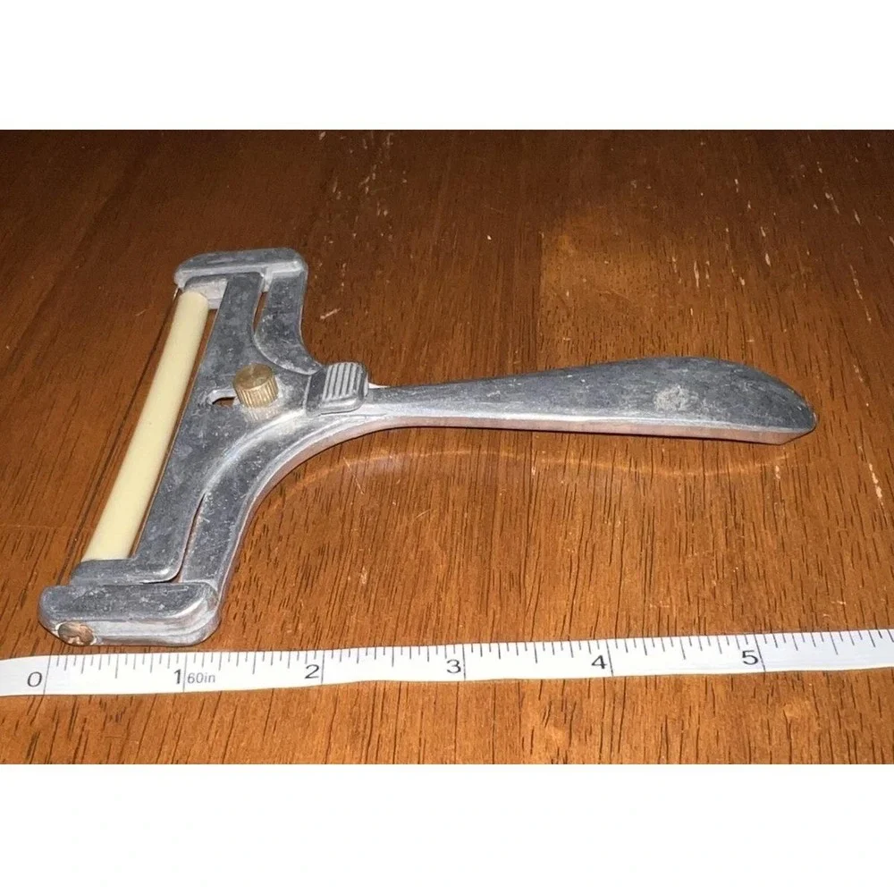 Vintage Cast Aluminum Adjustable Wire Cheese Slicer | Retro Kitchen Tool